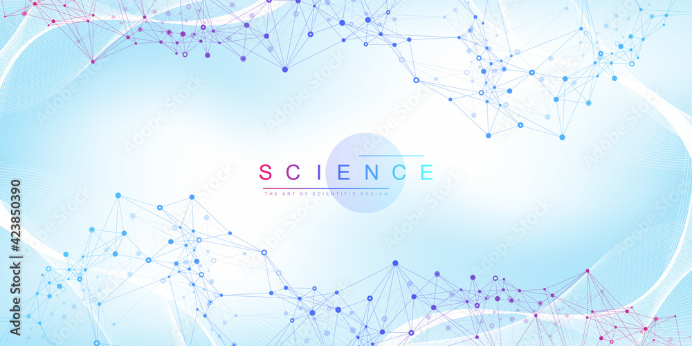 Poster expansion of life. colorful explosion background with connected line and dots, wave flow. visualizat
