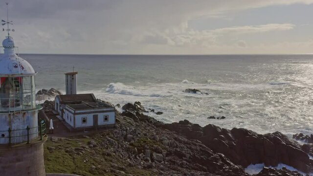 Lighthouse of Corrubedo Galicia Spain aerial view