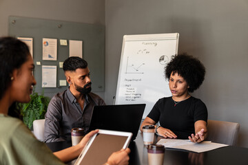 black business woman working together at meeting in office workspace. .