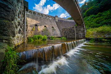 Beautiful view of the old water dam in Zagorze Slaskie, Poland