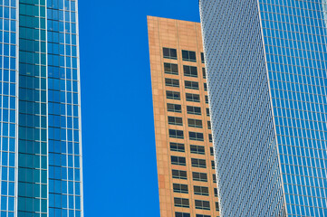 Naklejka premium Los Angeles modern office buildings abstract with sky.