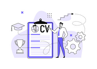 Job search, submit cv, resume. Business vector illustration.