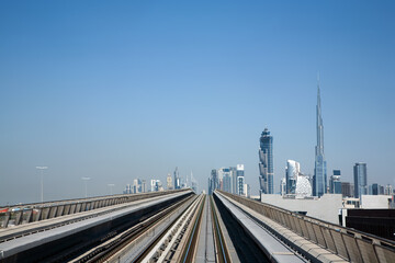 Fototapeta premium modern city infrastructure modern monorail transport in Dubai