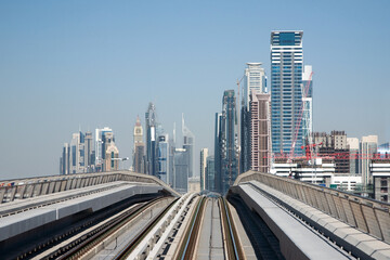 Fototapeta na wymiar modern city infrastructure modern monorail transport in Dubai