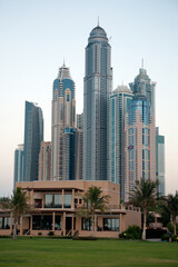 Fototapeta na wymiar modern skyscrapers on the bank of the Persian Gulf in Dubai