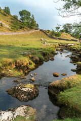 View of the countryside around Malham Cove in the Yorkshire Dales National Park