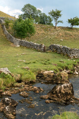 View of the countryside around Malham Cove in the Yorkshire Dales National Park