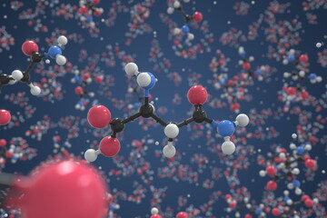 Asparagine molecule. Ball-and-stick molecular model. Chemistry related 3d rendering