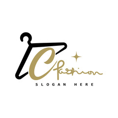 illustration of minimalist botique logo design . the elegant hanger icon