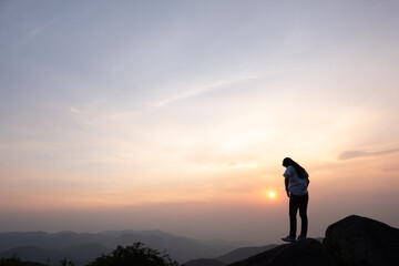 Fototapeta premium Travel in the mountains of northern Thailand in the evening with the beautiful sky and twilight.