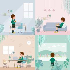 flat type school girl Green Blazer_relaxing-in-the-room