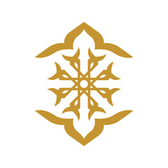 Golden Islamic pattern or logo, mosque dome with rotation crescent design vector
