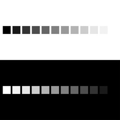 Grey color palette fading into transparency. Greyscale color spectrum