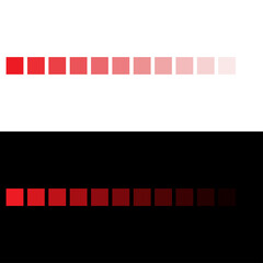 Red color palette fading into transparency. Red color spectrum