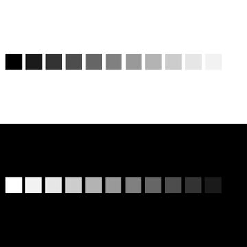 Grey color palette fading into transparency. Greyscale color spectrum