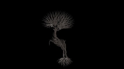 Tree in a shape of a deer. Seasonal transition on black background. Eco Concept.