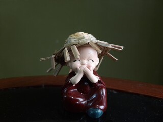 Speak No Evil Buddhist Monk figurine