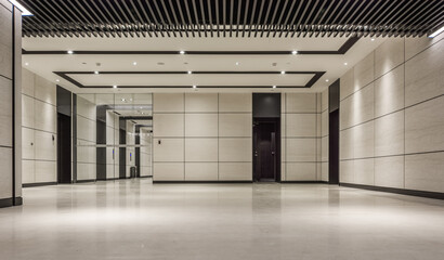 Empty underground corridor under commercial building