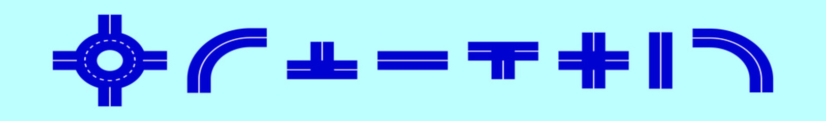 set of road cartoon icon design template with various models. vector illustration isolated on blue background