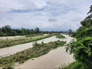 old bridge and river stream landscape