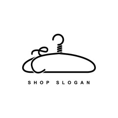 illustration of minimalist botique logo design . the elegant wire hanger icon