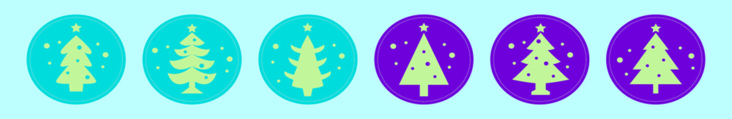 set of christmas tree cartoon icon design template with various models. vector illustration isolated on blue background