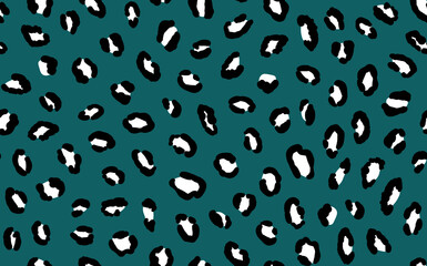 Abstract modern leopard seamless pattern. Animals trendy background. Green and black decorative vector stock illustration for print, card, postcard, fabric, textile. Modern ornament of stylized skin