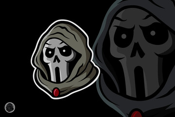 HOODED SKULL HEAD MASCOT