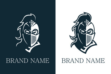 Black and white version of the spartan warrior head mascot logo