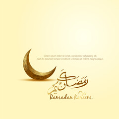 Naklejka na ściany i meble Ramadan kareem. Islamic background design with arabic calligraphy and crescent. - Translation of arabic calligraphy : Ramadan