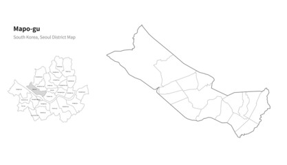 Mapo-gu map. Seoul district map vector.