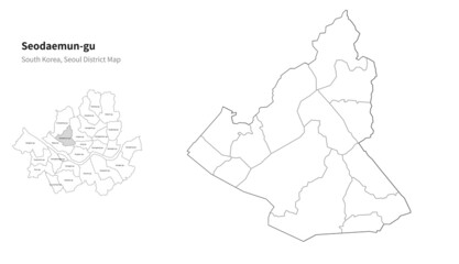 Seodaemun-gu map. Seoul district map vector.