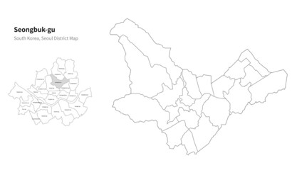 Seongbuk-gu map. Seoul district map vector.