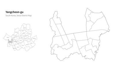 Yangcheon-gu map. Seoul district map vector.