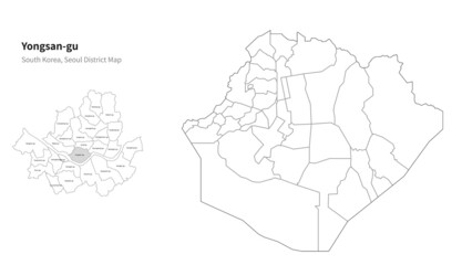 Yongsang-gu map. Seoul district map vector.