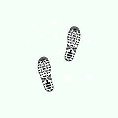 black boot track simple flat vector illustration