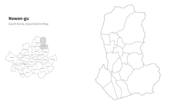 Nowon-gu Map. Seoul District Map Vector.