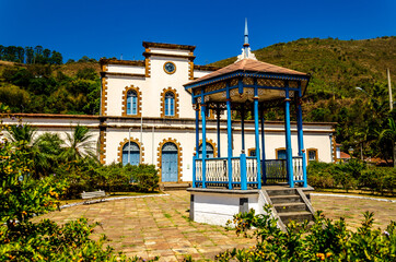 Travel bucket list. Brazil. View of Cesario Alvim Square and Ouro Preto Train Station.