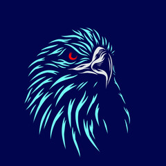 Eagle hawk vector silhouette line pop art potrait logo colorful design with dark background. Abstract vector illustration. 