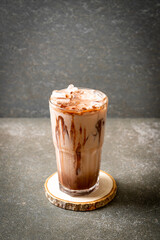 Iced chocolate milkshake drink
