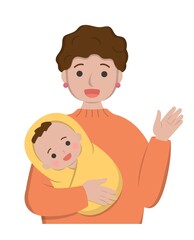 Mother with baby cartoon comic character vector
