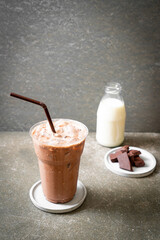 Iced chocolate milkshake drink