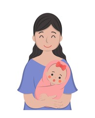 Mother with baby cartoon comic character vector