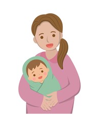 Mother with baby cartoon comic character vector