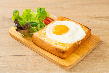 bread toasted with cheese and fried egg