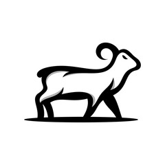 Animal Goat Black Logo  Design 