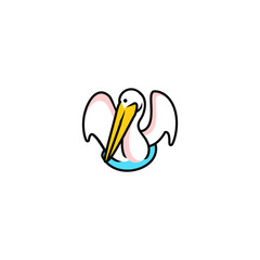 heron pelican stork icon logo vector illustration