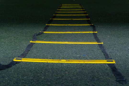 A speed and agility Football training ladder in the field