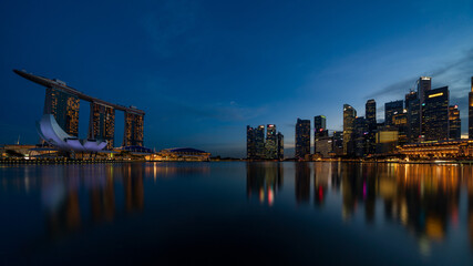 City scape of Singapore central area at night.