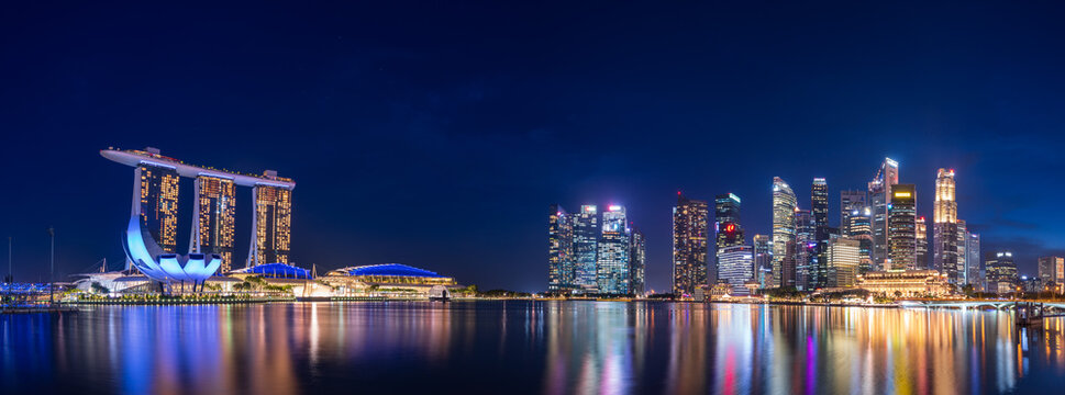 Singapore Marina Bay area at night.
